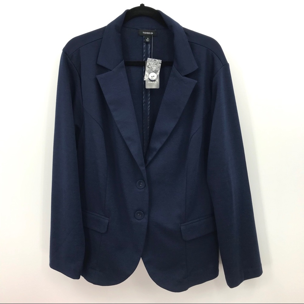 Torrid 3 Navy Blue Ponte Career Blazer